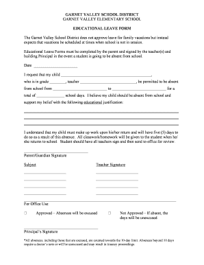 Link to Educational Leave Form Garnet Valley School District