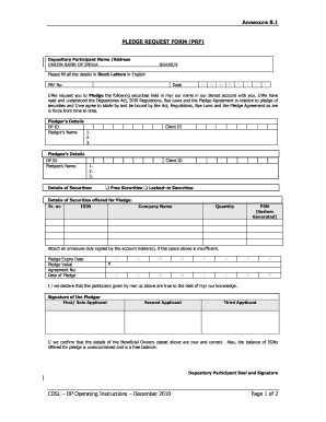 Annexure 8 1 Pledge Request Form PRF Union Bank of India