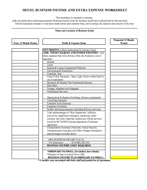 Hotel BI Worksheet McGowan Program Administrators  Form