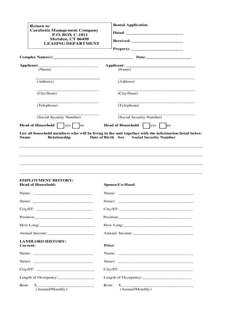 Carabetta Application  Form