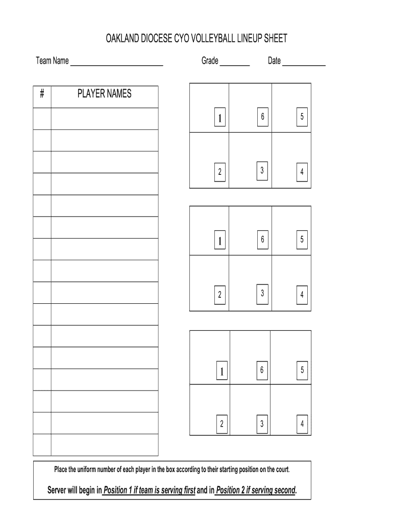 Printable Blank Volleyball Court Rotation Sheets