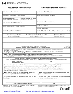 Request for Ship Inspection Agence Canadienne Dinspection Des Inspection Gc  Form
