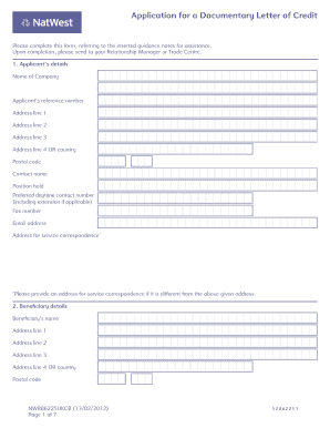 Application of Credit Form