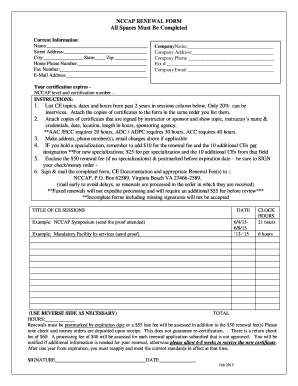 Nccap Printable Renewal Application  Form