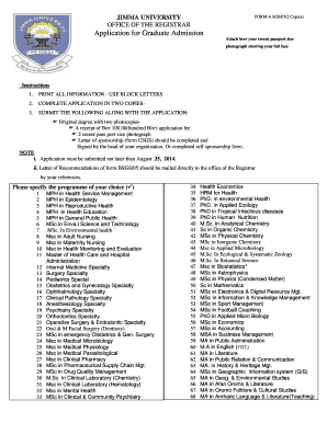 Jimma University Registration  Form