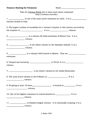 Volcano Scavenger Hunt Answer Key  Form