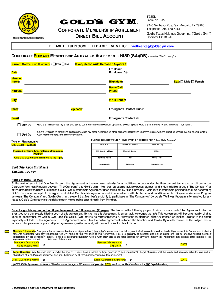 Gym Admission Form