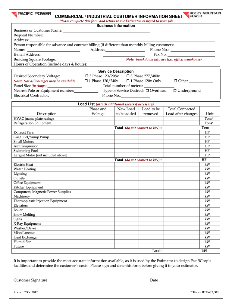  Commercial Information Sheet 2012-2024
