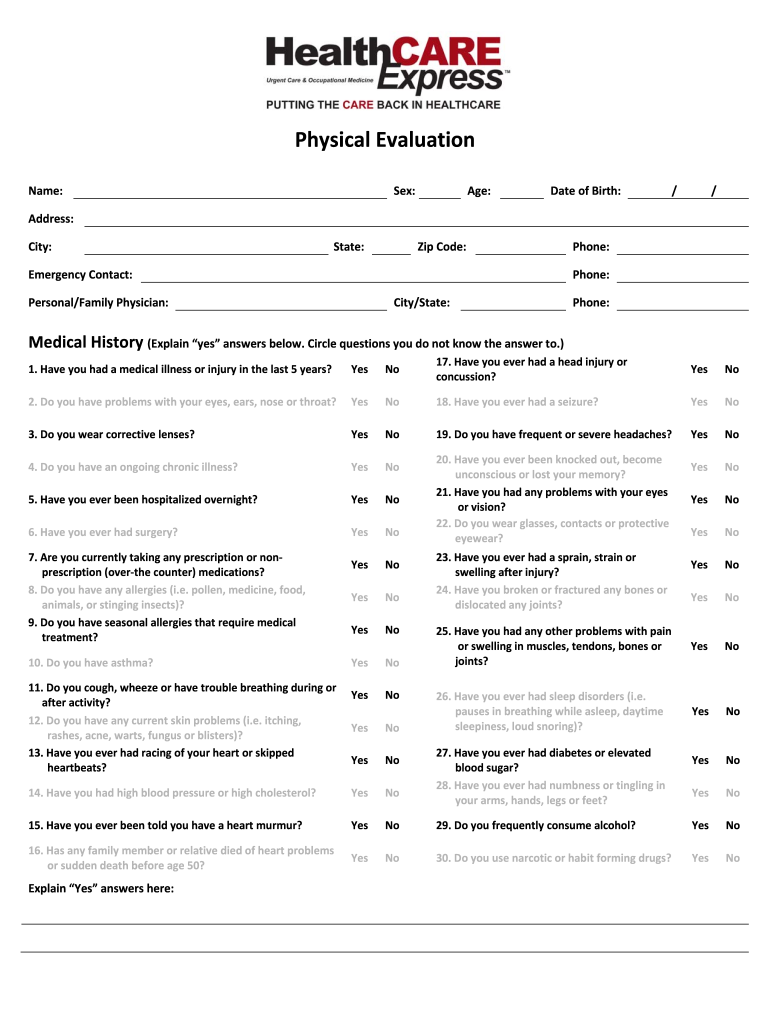 Employment Physical Form Template from www.signnow.com