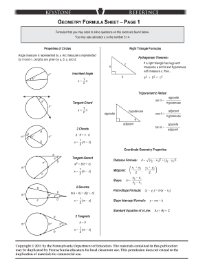 Geometry Reference Sheet  Form