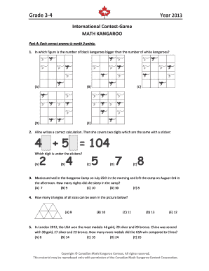 Math Kangaroo Answer Sheet Printable  Form