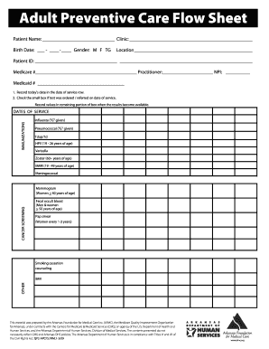 Adult Preventive Care Flow Sheet Medicaid Managed Care Services  Form