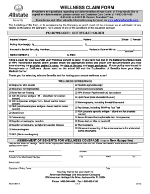 Wellness Benefit Claim Form Allstate