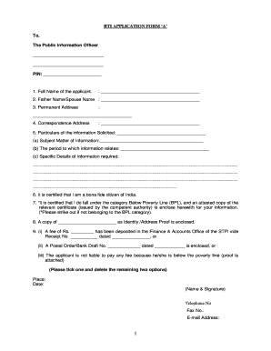 Rti Application Form