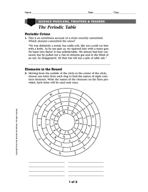 Periodic Table Teasers  Form