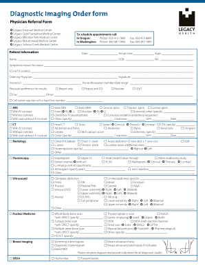 Legacy Imaging Order Form