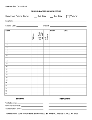 Training Attendance Sheet Template  Form