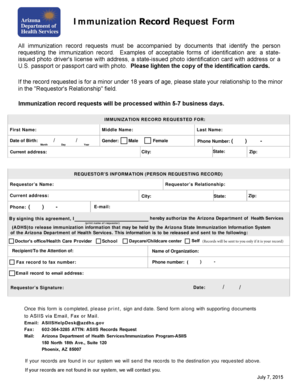 Adhs Immunization Record Request Form