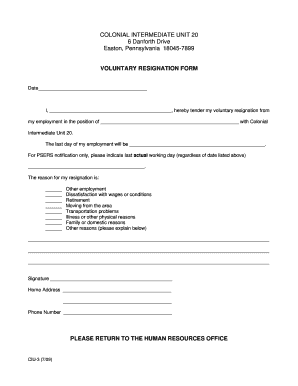 Voluntary Resignation Form