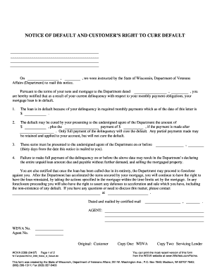 Right to Cure Letter Sample  Form