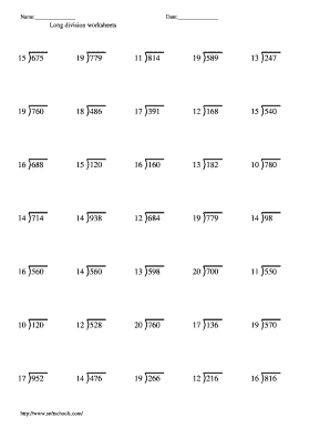 Long Division Worksheets  Form