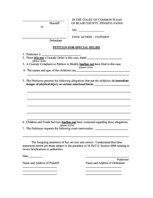 Special Relief  Form