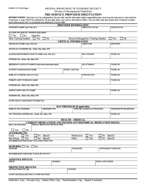 PRE SERVICE PROVIDER ORIENTATION Absolute HCBS  Form