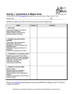 Activity 1 Introduction to Magna Carta Worksheet Answers  Form
