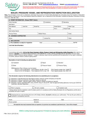 Boiler and Refrigeration Inspection Declaration Form 1149