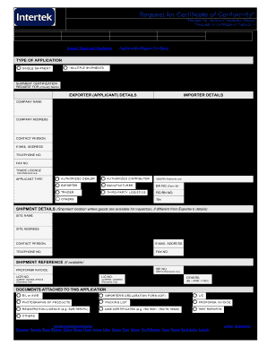 Request for Certificate of Conformity Form English Intertek