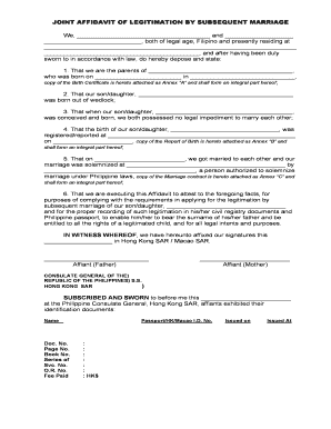 Joint Affidavit of Legitimation  Form