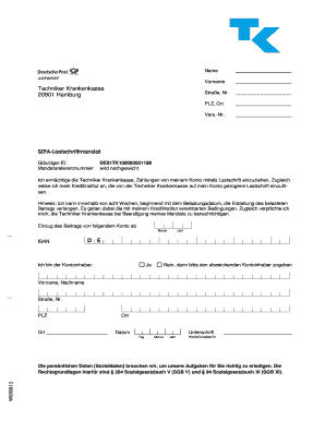 Techniker Sepa Lastschriftmandat PDF  Form