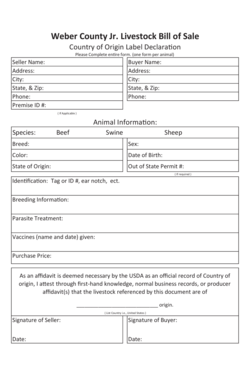 Weber County Livestock COOL Form Bill of Sale Webercountyfair
