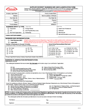  Form Supplier Diversity Classification Takeda Extranet 2015-2024