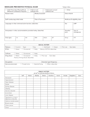 Medicare Preventive Physical Exam Form