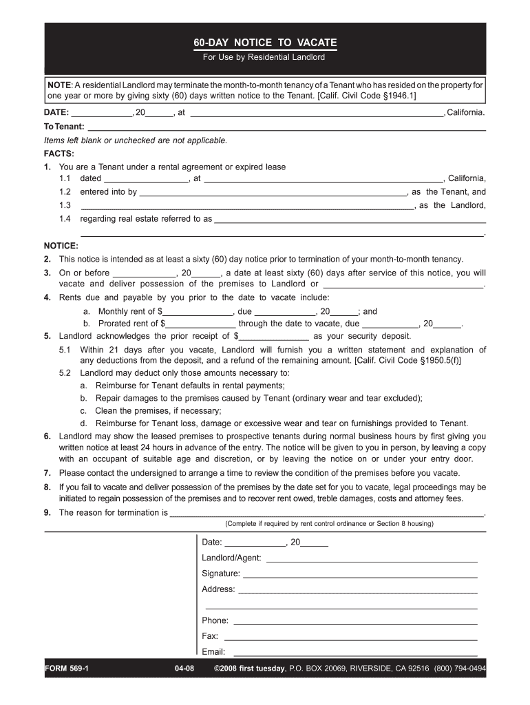 20 Day Notice Letter To Landlord from www.signnow.com