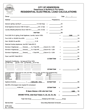 residential electrical load calculations