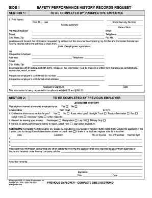 Safety Performance Form