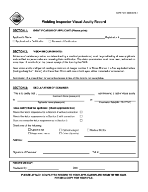 Cwb Eye Exam Form