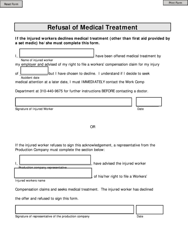 Refusal of Medical Treatment  Form