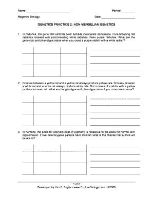 Non Mendelian Genetics Practice Packet Answers  Form