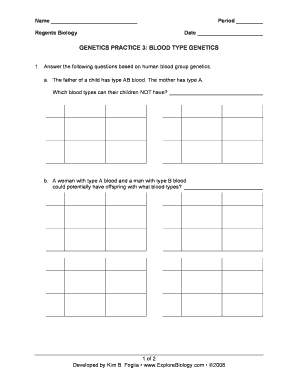 Genetics Practice 3 Blood Type Genetics Answer Key  Form