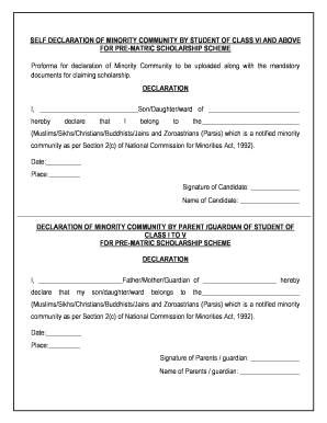Declaration Form for Scholarship