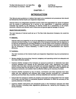 Audit Manual 4 MB the New India Assurance Co Ltd  Form