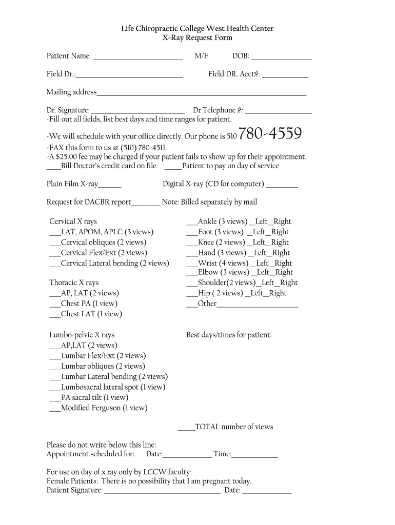 Chiropractic X Ray Report Template  Form