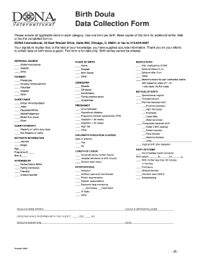 Birth Doula Data Collection Form DONA International Dona