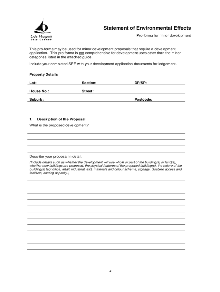 Get and Sign Statement Environmental Effects Lake Macquarie Template  Form
