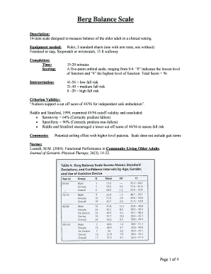 Berg Balance Test PDF  Form
