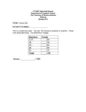 Midterm Computer Science University of Western Ontario Csd Uwo  Form