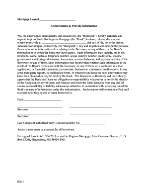 Regions Bank Authorization Form